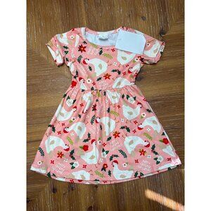 Toddler Girls Christmas Dress 12-18 Months "Merry Clucking Christmas" Chicken Pr